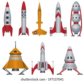 Retro Style Rocket Ship Vectors