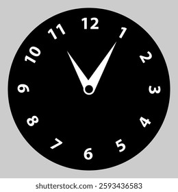 retro style round clock with hands, dial with Roman and Arabic numerals