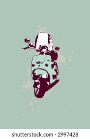 Retro style of scooter bike. Grunge style. Vector illustration.