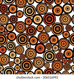 Retro style seamless circle pattern. For easy making seamless pattern just drag all group into swatches bar, and use it for filling any contours. EPS 10.