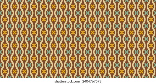 Un estilo retro sin fisuras con un diseño de flor abstracta y fondo vectorial rayado. Superficie de impresión para textiles, envoltura y redes.