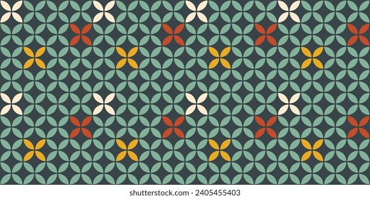 A retro style seamless pattern with an abstract flower design, vector background. Print surface for textiles, wrapping, and webs.
