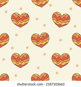 Retro Style Seamless Pattern Design with hearts. Vector illustration.