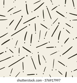Retro style seamless pattern with lines and dots. Hand drawn abstract vector illustration