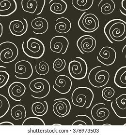 Retro style seamless pattern with swirls. Hand drawn abstract vector illustration