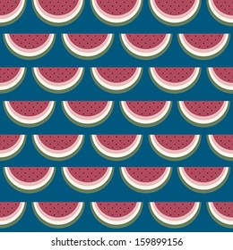 Retro style seamless pattern with watermelon slices