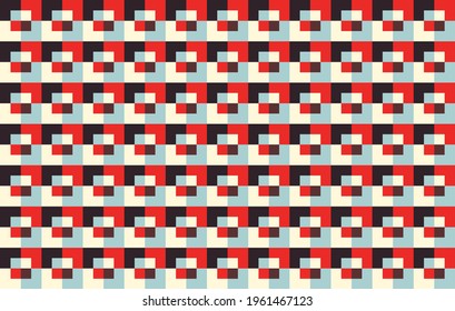 Retro style seamless vector pattern with geometric ornament and editable colors