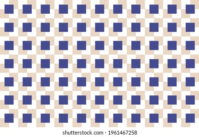 Retro style seamless vector pattern with light brown and blue geometric ornament and editable colors