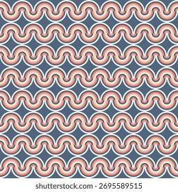 Retro Style Seamless Wavy Lines Repeating Pattern for Textile Design