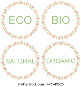Retro style set of bio, organic, eco, natural labels