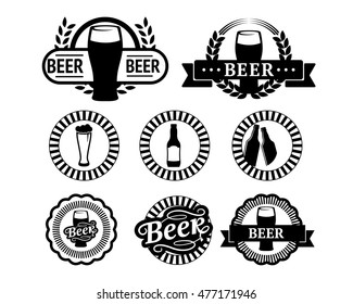 Retro style set label of beer