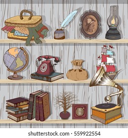 Retro style set, vector illustration.