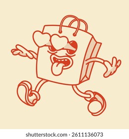 Retro style shopping bag mascot, package for  sale promotion and marketing