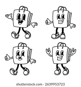 Retro style shopping bag mascot, package for  sale promotion and marketing
