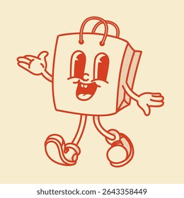 Retro style shopping bag mascot, package for  sale promotion and marketing