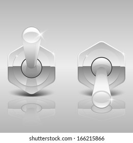 Retro style silver switch on/off small icons
