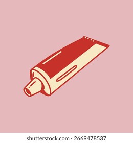 Retro Style Simple Toothpaste Tube Illustration with Flat Design Element