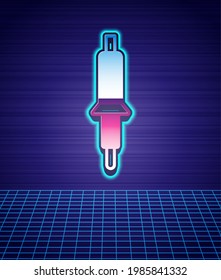 Retro Style Soldering Iron Icon Isolated Futuristic Landscape Background. 80s Fashion Party. Vector