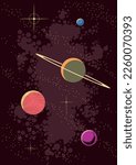 Retro Style Space Astronomy Solar System Illustration 
