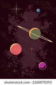 Retro Style Space Astronomy Solar System Illustration 