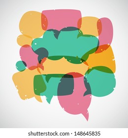Retro style speech bubbles. Different sizes and forms. Vector illustration.