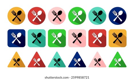 Retro style of spoon and fork icon set vector. Restaurant logo. Dining symbol.  