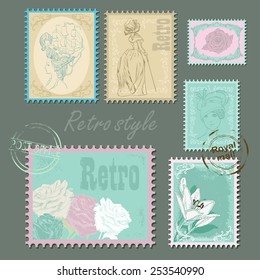 Retro style in stamps