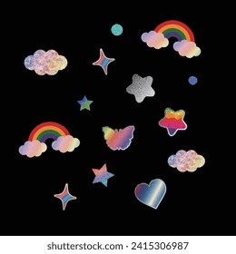 Retro style sticker pack, vector style,Kitchee stickers