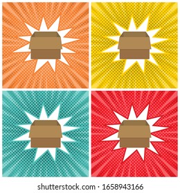 Retro style storage box with pop art background