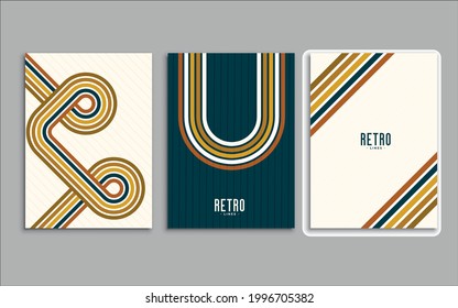 Retro style stripe lines flow posters designs