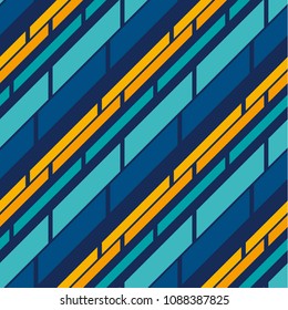 Retro style stripe pattern seamless pattern for summer projects. blue ans yellow abstract line repeatable motif for background, fabric, wrapping paper. simple stock vector illustration.