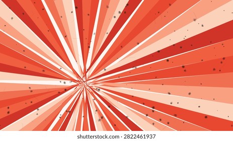 Retro style striped background red white shades design. Graphic pattern with dark spots overlay effect