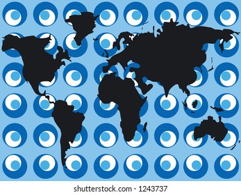 Retro style stylized map of the world