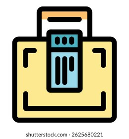 Retro style suitcase icon resembling a cigarette pack