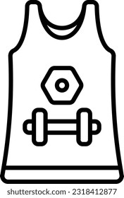 Retro Style Summer tank top vector outline icon design, Healthy lifestyle symbol, Calisthenics sign, Circuit training equipment stock illustration, Mens sleeveless outfit concept