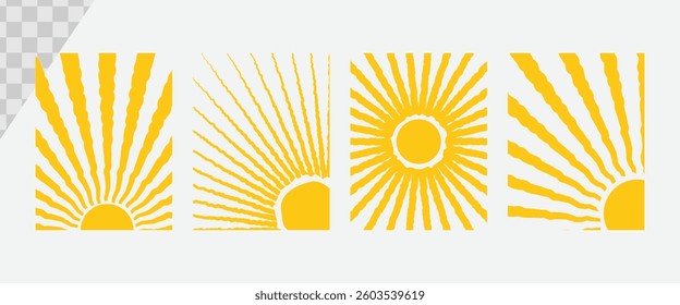 Retro style sun ray vector, sunlight vector graphics	
