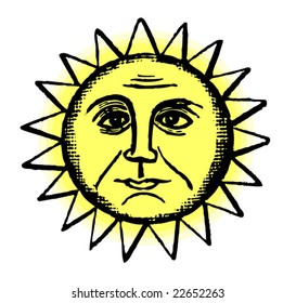 Retro Style Sun Sketch