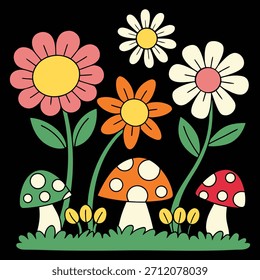 Un diseño de Vector de girasol de estilo retro