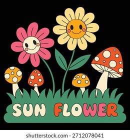 A retro style sunflower vector design