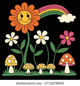 A retro style sunflower vector design