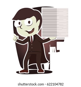 retro style super businessman completed many task