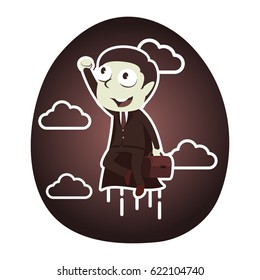 retro style super businessman flying up