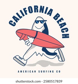 Retro style surf club vector badges featuring ocean waves, and sunsets. Perfect for t-shirt designs, logos, and coastal branding, evoking the California surf 