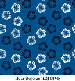 retro style textile floral seamless pattern in blue shades