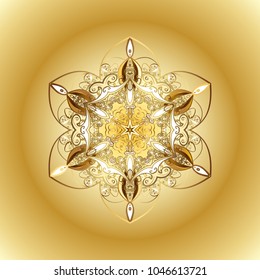 Retro style texture, abstract winter elements. Superb design poster, cover, card design in yellow, beige and neutral colors. Snowflakes design. Trendy stylized snowflakes and elements memphis cards.