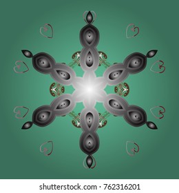Retro style texture, abstract winter elements. Snowflakes design. Trendy stylized snowflakes and elements memphis cards. Superb design poster, cover, card design in green, gray and neutral colors.