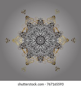 Retro style texture, abstract winter elements. Trendy stylized snowflakes and elements memphis cards. Superb design poster, cover, card design in gray and yellow colors. Snowflakes design.