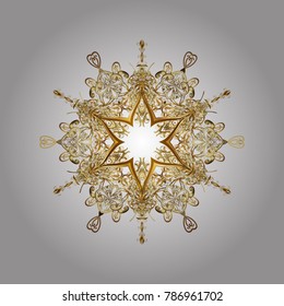 Retro style texture, abstract winter elements. Trendy stylized snowflakes and elements memphis cards. Superb design poster, cover, card design in white and yellow colors. Snowflakes design.