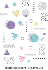 retro style texture memphis 80s 90s style abstract white background vector illustration