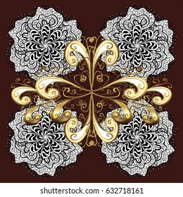 Retro style texture, pattern and abstract winter elements. Modern abstract design poster, cover, card design in brown colors. Trendy stylized snowflakes and elements memphis cards.